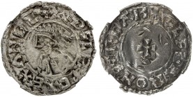 ENGLAND: Ethelred II, 978-1016, AR penny, S-1154, last small cross type, Chester, Ælfstan, diademed bust left // small cross pattée, peckmarked, NGC g...