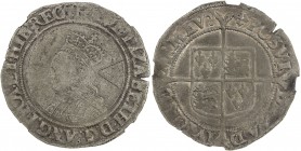 ENGLAND: Elizabeth I, 1558-1603, AR shilling, S-2555, Second issue, cross-crosslet mintmark (Nov 1560-Nov 1561), crowned bust left // long cross fleur...