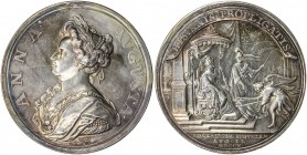 GREAT BRITAIN: Anne, 1702-1714, AR medal (44.23g), 1710, Eimer-446, MI-II pg. 373 #219, 48mm high relief silver medal for the Battle of Saragossa and ...