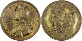 GREAT BRITAIN: George II, 1727-1760, AE medal (34.42g), 1758, Eimer-662; Betts-416, 44mm, The British Victories of 1758, armored and laureated George ...