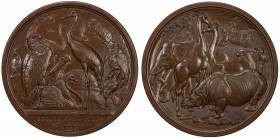 GREAT BRITAIN: AE medal (238.9g), 1826, Eimer 1187, BHM 1272, 76mm bronze award medal of the Zoological Society of London (Founded 1826) by Benjamin W...