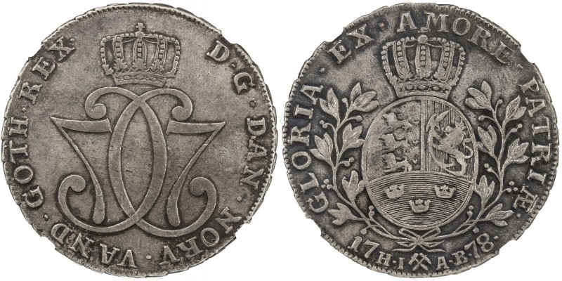 NORWAY: Christian VII, 1766-1808, AR speciedaler, Kongsberg mint, 1778, KM-253, ...