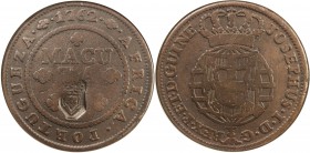 ANGOLA: Maria II, 1834-1853, AE 2 macutas, ND [1837], KM-51.1, revaluation arms countermark on 1762 Angola macuta (KM-12), better host date, NGC grade...