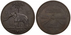 GOLD COAST: AE medal (50.07g), 1920-1921, Vice FT 11, 51mm unsigned bronze advertising medal for Cocoa by Wright & Son, Edgware, England, elephant sta...