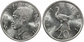 TANZANIA: Republic, 20 senti, 1966, as KM-2, trial strike in copper-nickel, PCGS graded Specimen 63, RR, ex King's Norton Mint Collection. 
Estimate:...