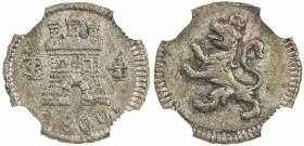 BOLIVIA: Carlos IV, 1788-1808, AR ¼ real, 1800-PTS, KM-82, the arms of Castile and León, NGC graded AU Details.
Estimate: USD 175 - 250