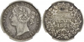 NEW BRUNSWICK: Victoria, 1837-1867, AR 20 cents, 1864, KM-9, two-year type, NGC graded EF45.
Estimate: USD 150 - 250