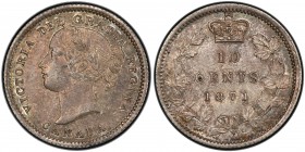CANADA: Victoria, 1837-1901, AR 10 cents, 1871, KM-3, PCGS graded AU58.
Estimate: USD 250 - 300