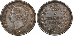 CANADA: Victoria, 1837-1901, AR 5 cents, 1883-H, KM-5, Obverse # 4 - H (OF4), cleaned, PCGS graded AU Details, RRR. Only about 20 certified examples o...