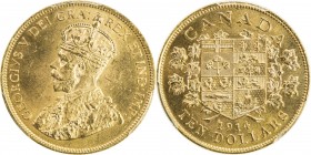 CANADA: George V, 1910-1936, AV 10 dollars, 1914, KM-27, PCGS graded MS64, ex Canadian Gold Reserve Hoard. The Royal Canadian Mint began to sell off i...