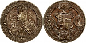 CANADA: AE medal, 1901, 45mm, Industrial Exhibition Association of Toronto bronze medal for the Accession of Edward VII, IN COMMEMORATION OF THE ACCES...