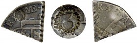 CURAÇAO: AR 3 reaals (driekantje) (4.83g), ND [1819-25], KM-29, large 3 within dentilated circular cartouche countermarked on fifth segment of a Spani...