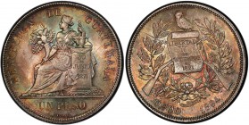 GUATEMALA: Republic, AR peso, 1894, KM-210, a lovely toned example! PCGS graded MS65+.
Estimate: USD 200 - 300