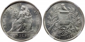GUATEMALA: Republic, AR peso, 1896, KM-210, NGC graded MS63.
Estimate: USD 125 - 175
