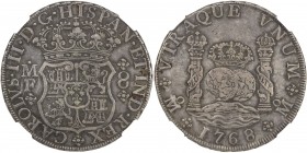 MEXICO: Carlos III, 1759-1788, AR 8 reales, 1768/7-Mo, KM-105, Gilboy M-8-48a, Pillar type, distinct overdate, better variety, NGC graded EF40, R3 (Gi...