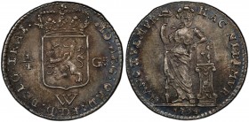 NETHERLANDS WEST INDIES: Dutch Republic, AR ¼ gulden, 1794, KM-2, W above FOED variety, PCGS graded MS64. In 1792 the Directorate of the West Indies r...