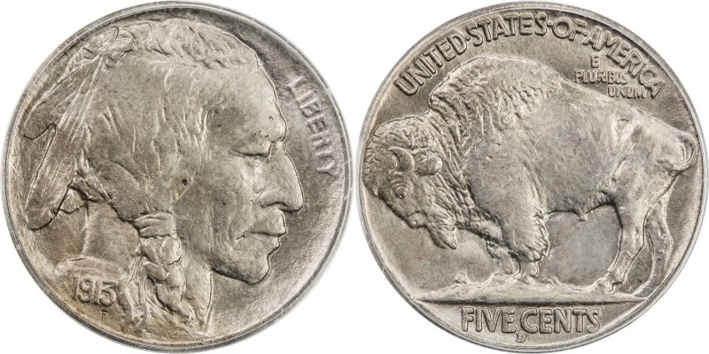 UNITED STATES: 5 cents, 1913-D, PCGS graded MS65, Buffalo type, Type II.
Estima...