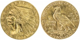 UNITED STATES: 2½ dollars (4.18g), 1928, EF to AU, Indian head left // eagle standing, small scratch on reverse field, AGW 0.121 oz, ex Jim Farr Colle...