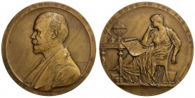 UNITED STATES: AE medal (162.1g), 1912, Unc, 76mm bronze medal for John Hay by Victor David Brenner for the Rowfant Club, bearded bust left with JOHN ...
