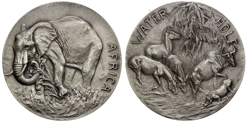 UNITED STATES:AR medal (185.6g), 1943, Choice Unc, 72mm silver medal for the Soc...