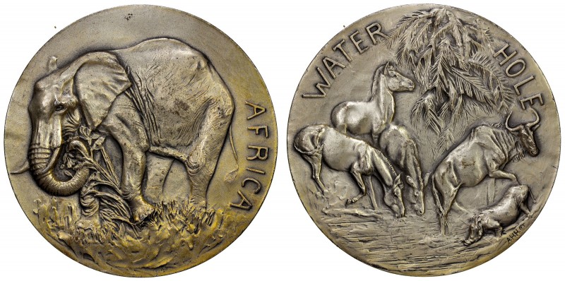 UNITED STATES:AR medal (186.1g), 1943, Choice AU, 72mm silver medal for the Soci...