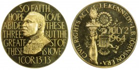 UNITED STATES: AV medal, ND, Proof, 25mm (8.35g) Martin Luther King Jr. gold medal struck in the Netherlands, SO FAITH, / HOPE / LOVE / ABIDE / THESE ...