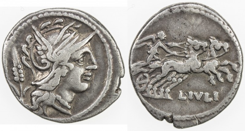 ROMAN REPUBLIC: L. Julius, AR denarius (3.81g), Rome, Crawford-323/1; Sydenham-5...