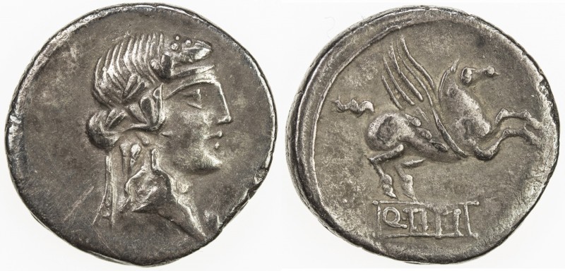 ROMAN REPUBLIC: Q. Titius, AR denarius (3.56g), Rome, Crawford-341/2; Sydenham-6...