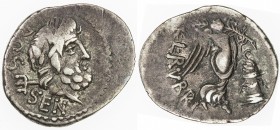 ROMAN REPUBLIC: L. Rubrius Dossenus, AR quinarius (1.55g), Rome, Crawford-348/4; Sydenham-708, struck 87 BC, head of Neptune right, trident over shoul...