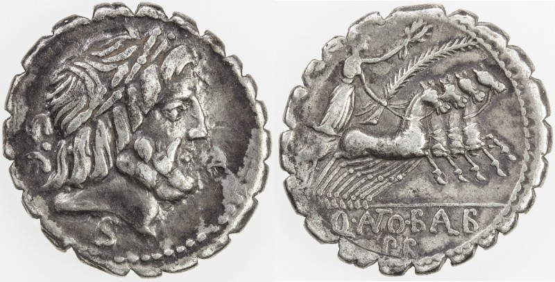 ROMAN REPUBLIC: Q. Antonius Balbus, AR serrate denarius (3.79g), Rome, Crawford-...