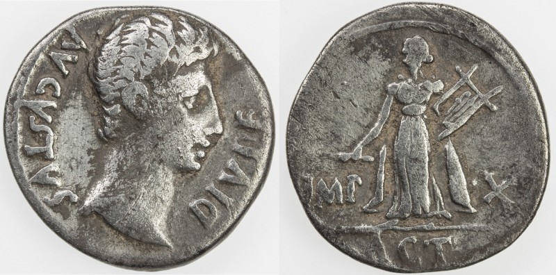 ROMAN EMPIRE: Augustus, 27 BC - 14 AD, AR denarius (3.55g), Lugdunum, RIC-171a; ...