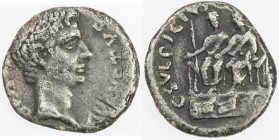 ROMAN EMPIRE: Augustus, 27 BC - 14 AD, AR denarius (3.33g), Rome, RIC-407; RSC-529, struck 13 BC, P. Sulpicius Platorinus moneyer, bare head right, CA...