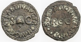 ROMAN EMPIRE: Caligula, 37-41 AD, AE quadrans (2.48g), Rome, RIC-39; BMC-57, struck 39 AD, pileus between S C, C CAESAR DIVI AVG PRON AVG // R. CC in ...