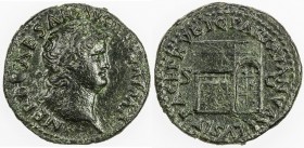 ROMAN EMPIRE: Nero, 55-68 AD, AE as (10.25g), Rome, RIC-306; BMC-227, struck 65 AD, laureate head right, NERO CAESAR AVG GERM IMP // temple of Janus w...