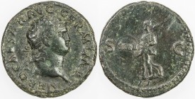 ROMAN EMPIRE: Nero, 55-68 AD, AE as (11.11g), Rome, RIC-312; BMC-241, struck 65 AD, laureate head right, NERO CAESAR AVG GERM IMP // Victory advancing...