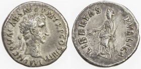 ROMAN EMPIRE: Nerva, 96-98 AD, AR denarius (3.26g), Rome, RIC-43; BMC-66, struck 97 AD, laureate head right, IMP NERVA CAES AVG P M TR P COS III P P /...