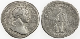 ROMAN EMPIRE: Trajan, 98-117 AD, AR denarius (3.34g), Rome, RIC-243; BMC-469, struck 112-114 AD, laureate bust right, drapery on left shoulder, IMP TR...