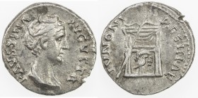 ROMAN EMPIRE: Faustina Senior, 138-161 AD, AR denarius (3.08g), Rome, RIC-340; BMC-145, struck 139-141 AD, draped bust right with elaborate coiled hai...