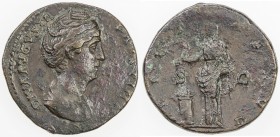 ROMAN EMPIRE: Diva Faustina Senior, died 140 AD, AE as (11.09g), Rome, RIC-1192; BMC-1468, struck 139-141 AD, draped bust right with elaborate coiled ...