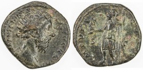 ROMAN EMPIRE: Marcus Aurelius, 161-180 AD, AE dupondius (10.32g), Rome, RIC-1117; Cohen-343, struck 174 AD, radiate head right, M ANTONINVS AVG TR P X...