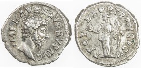 ROMAN EMPIRE: Lucius Verus, 161-169 AD, AR denarius (3.11g), Rome, RIC-482 Marcus Aurelius; Cohen-155, struck 161-162 AD, bare head right, IMP L AVREL...