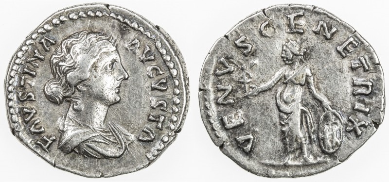 ROMAN EMPIRE: Faustina Junior, as augusta, AR denarius (3.31g), Rome, RIC-734 Ma...