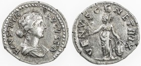 ROMAN EMPIRE: Faustina Junior, as augusta, AR denarius (3.31g), Rome, RIC-734 Marcus Aurelius; BMC-172, struck 161-175 AD, draped bust right, hair wav...
