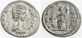 ROMAN EMPIRE: Julia Domna, AR denarius (3.34g), Laodicea ad Mare, RIC-640; BMC-601, struck 196-202 AD, draped bust right, IVLIA AVGVSTA // Juno standi...