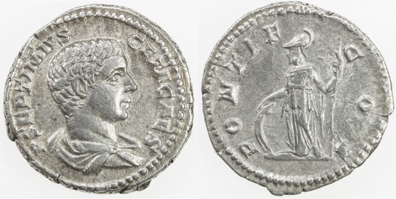 ROMAN EMPIRE: Geta, as caesar, 197-209, AR denarius (3.15g), Rome, RIC-34b; Cohe...