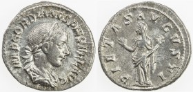 ROMAN EMPIRE: Gordian III, 238-244 AD, AR denarius (3.35g), Rome, RIC-129; Cohen-186, struck 241 AD, laureate bust right, draped and cuirassed, IMP GO...