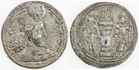 SASANIAN KINGDOM: Vahram II (Varahran), 276-293, AR drachm (4.10g), G-50, early series, without additional portraits, straight wings from his crown, s...