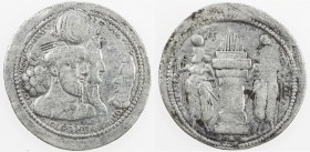 SASANIAN KINGDOM: Vahram II (Varahran), 276-293, AR drachm (4.1g), G-64, king, queen, and son portrayed on obverse, son without diadem, both attendant...