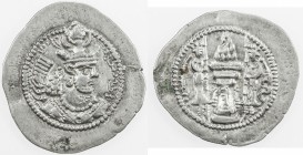 SASANIAN KINGDOM: Yazdigerd II, 438-457, AR drachm (4.11g), WH (Weh-Ardashir), G-160, VF to EF.
Estimate: USD 80 - 100