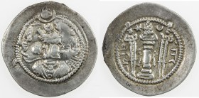 SASANIAN KINGDOM: Zamasp, 497-499, AR drachm (4.02g), AY, year 3, G-180, son's diadem with ribbons, strong VF.
Estimate: USD 110 - 150